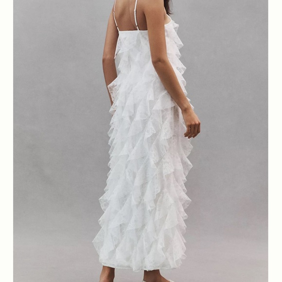 BHLDN Anthropologie White Lace Ruffle Dress - Picture 6 of 11